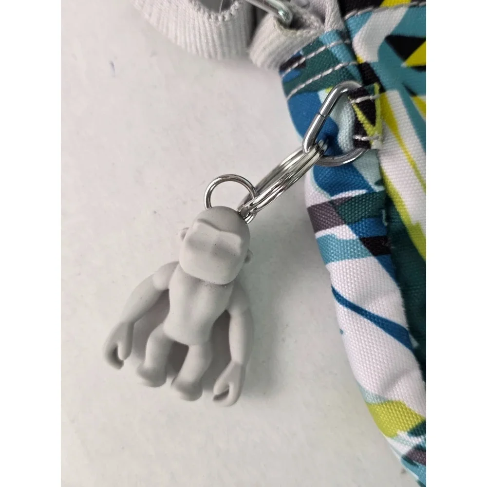 Kipling Small Crossbody Travel Bag‎ Gray Green Blue Zip Pocket Gorilla Keychain